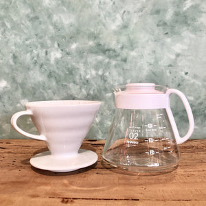 Hario V60 Pour Over Kit - Ceramic White - Coffea Coffee