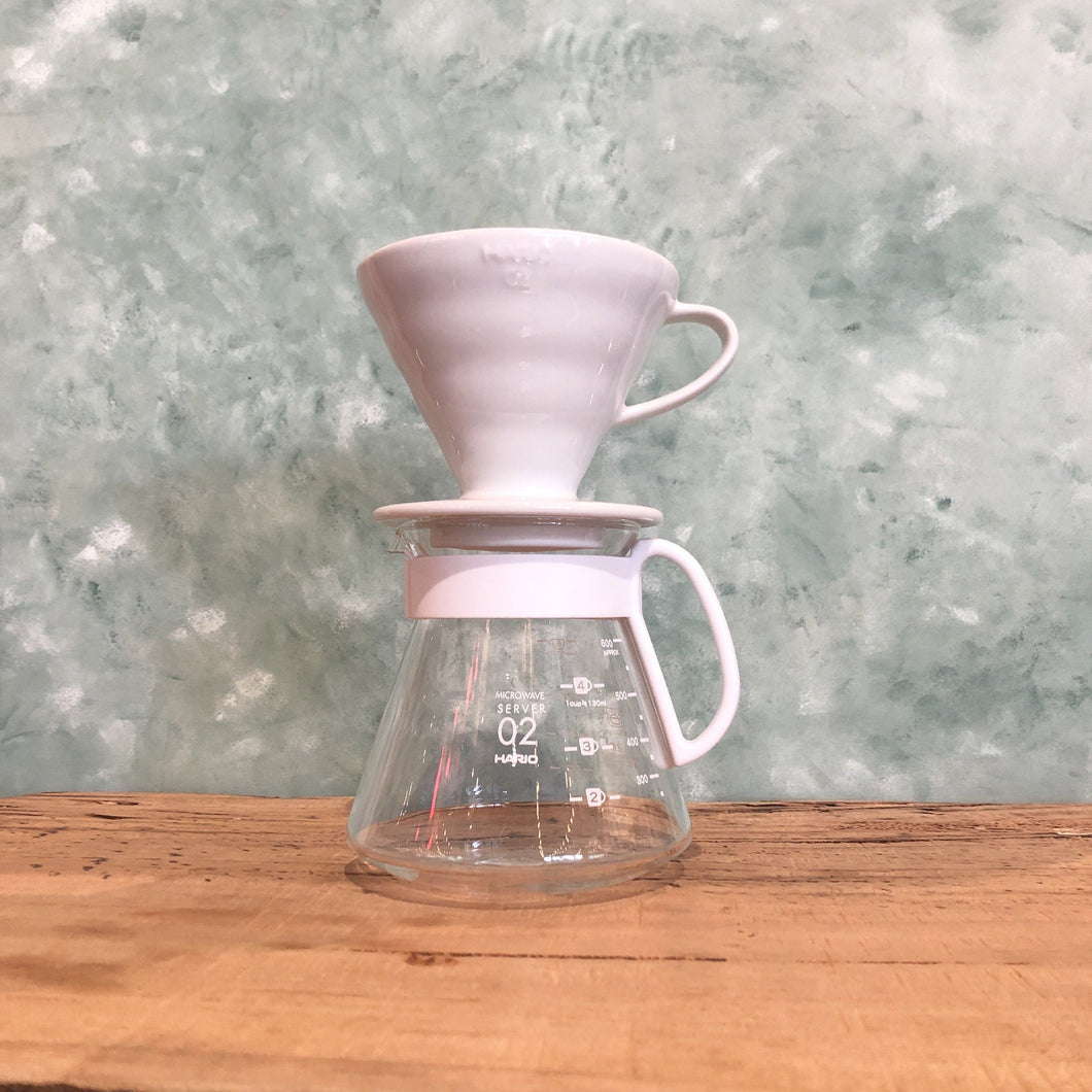 Hario V60 Pour Over Kit - Ceramic White - Coffea Coffee