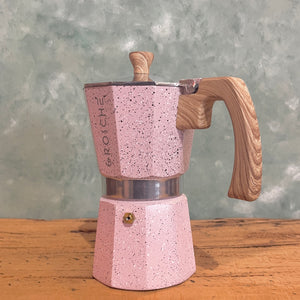 Grosche Milano Stone Stovetop Espresso Maker, 6 Cup, Blush Pink