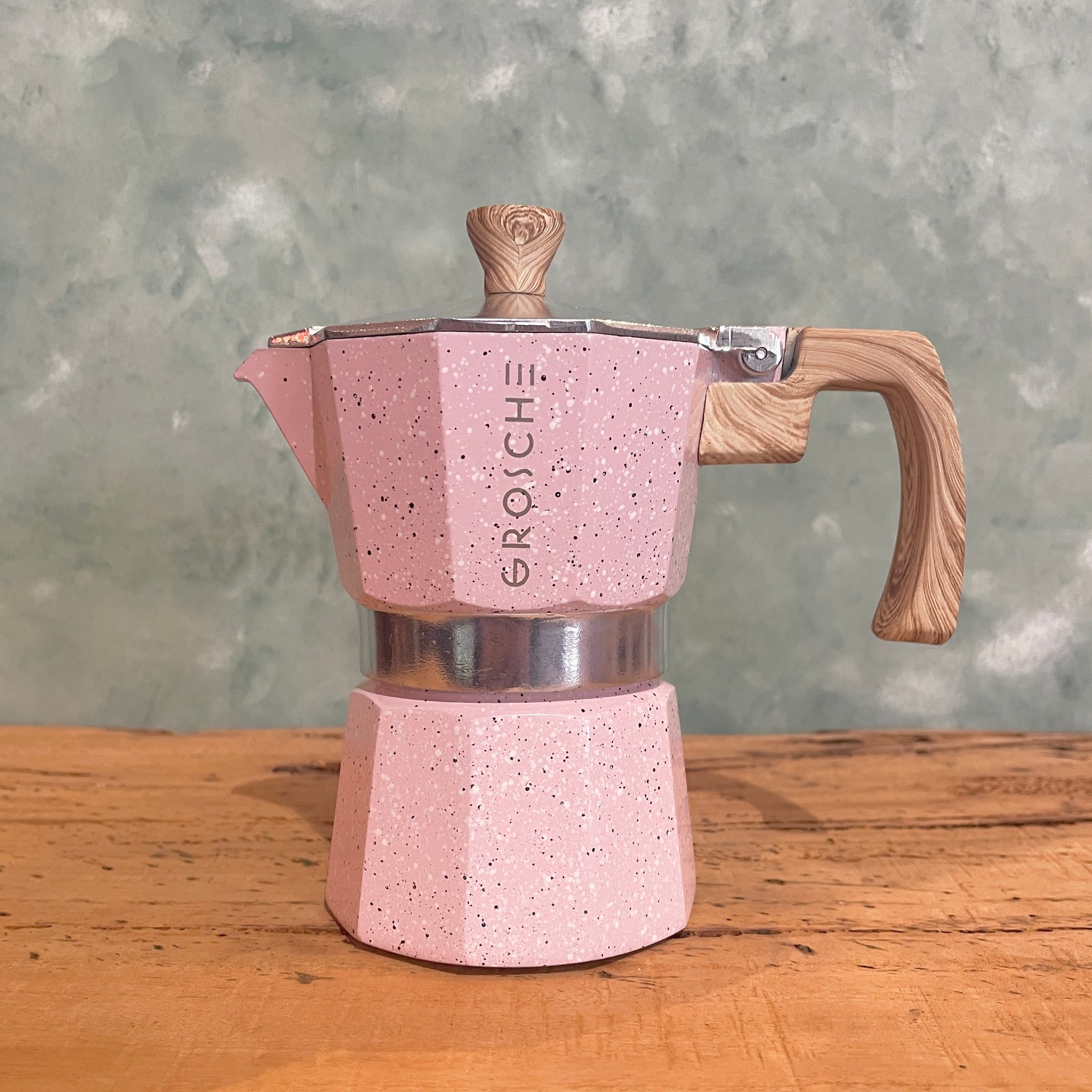 Grosche Milano Stone Stovetop Espresso Maker, 3 Cup, Blush Pink